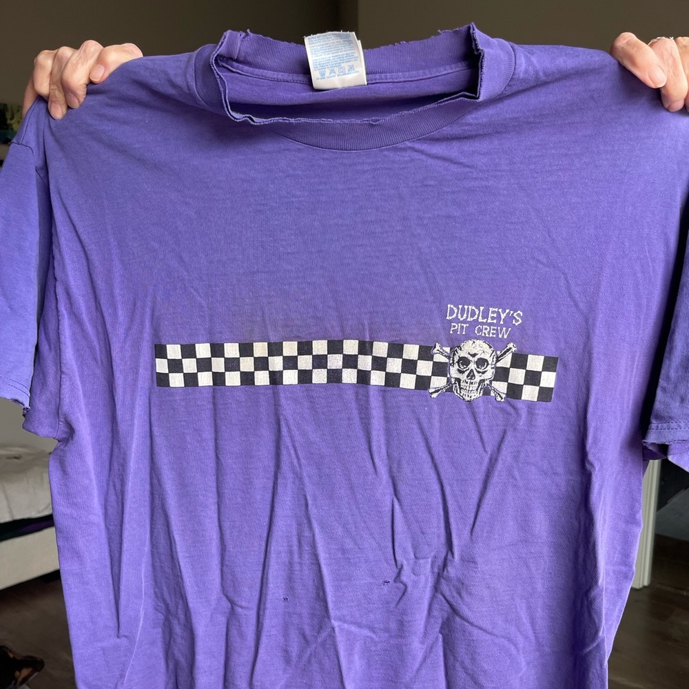 Vintage XL purple Dudley Perkins motorcycle t-shirt